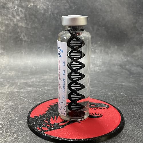 DNA-Phiole aus Jurassic Dinosaurier – Darstellung einer braunen Dinosaurier-DNA, Verwendung für Fan Art, Cosplay, Kollektion, Maße: 85 mm x 25 mm (in Dominus Rex – Typ B) von ELACE