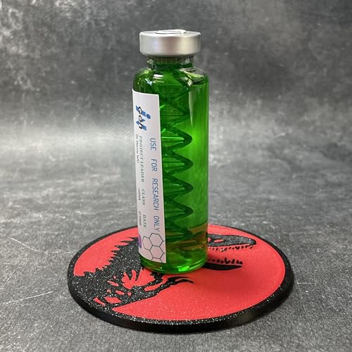 DNA-Phiole mit Dinosaurier-Jurassic-Motiv – Darstellung einer braunen Dinosaurier-DNA, Verwendung für Fan Art, Cosplay, Kollektion, Maße: 85 mm x 25 mm (Velociraptor – Typ C) von ELACE