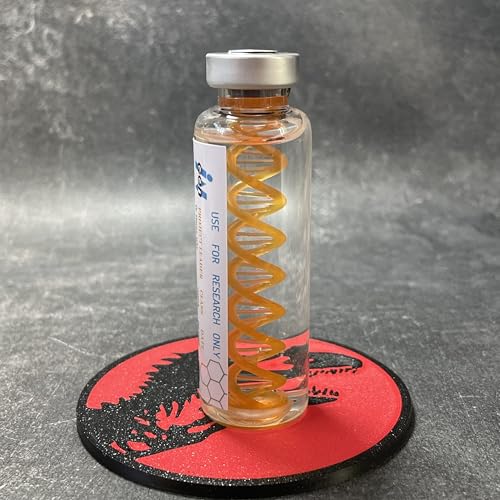 DNA-Phiole von Jurassic – Darstellung einer braunen Dinosaurier-DNA, Verwendung für Fan Art, Cosplay, Kollektion, Maße: 85 mm x 25 mm (Stegosaurus – Typ B) von ELACE