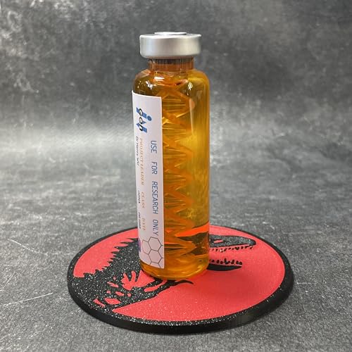 DNA-Phiole von Jurassic – Darstellung einer braunen Dinosaurier-DNA, Verwendung für Fan Art, Cosplay, Kollektion, Maße: 85 mm x 25 mm (Stegosaurus – Typ C) von ELACE