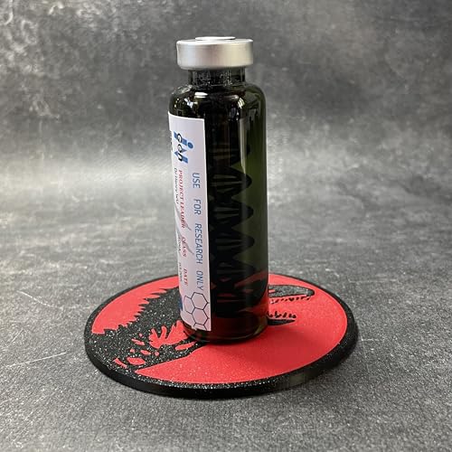 DNA-Phiole von Jurassic – Darstellung einer braunen Dinosaurier-DNA, Verwendung für Fan Art, Cosplay, Kollektion, Maße: 85 mm x 25 mm (in Dominus Rex – Typ C) von ELACE
