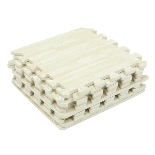 ELAYARD 10 Stück Teiliges Eva Schaumstoff puzzlematte rutschfeste Atmungsaktive Krabbelmatte mit Holzmaserung Weiche Spielmatte für Junge Mädchen für Wohnzimmer und Schlafzimmer von ELAYARD