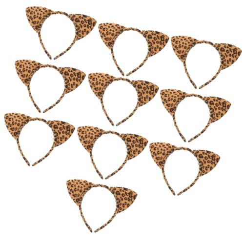 ELAYARD 10 Stück Teiliges Leopardenmuster Katzenohren Haarreif Cosplay Zubehör für Partys Halloween und Kostüme Bequem und Stylisch für Damen und Mädchen von ELAYARD