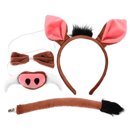 ELAYARD 1satz Tierkostüm Mit Schweineohren Haarreif Fliege Und Nase Für Cosplay-partys Und Halloween Leicht Und Einzigartiges Design von ELAYARD