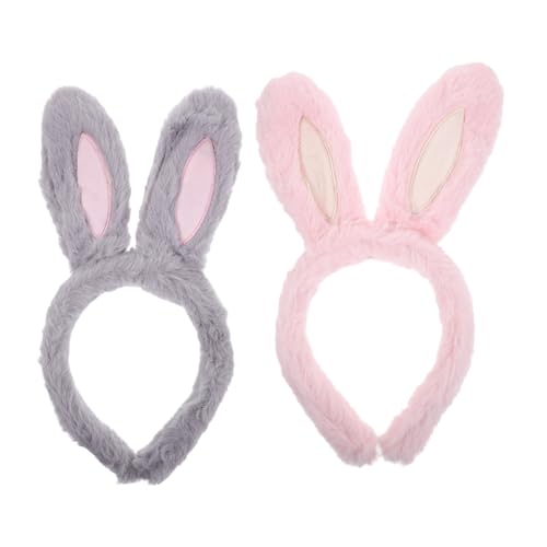 ELAYARD 2 Stück Bunny Ohren Haarreif Elastisches Hasenohren Stirnband für Mädchen Perfektes Kostümzubehör für Ostern Partys und Cosplay von ELAYARD