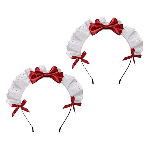 ELAYARD 2 Stück Haarschmuck mit Spitze und Schleife für Damen Cosplay Haarreifen für Partys Alltagskleidung und Besondere Anlässe für Festivals und Kostüme von ELAYARD