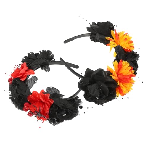 ELAYARD 2 Stück Halloween Haarband Teilig Stoff Rosenblumen Stirnband Damen Haarschmuck Weich Bequem Stylisch für Halloween Kostüm Party von ELAYARD