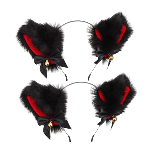 ELAYARD 2 Stück Plüsch Katzenohren Haarreif Weiches Auffälliges Party accessoire für Halloween Cosplay Kostüm und Bequem Geeignet für Mädchen und Erwachsene von ELAYARD