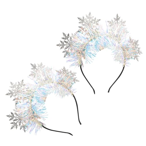ELAYARD 2 Stück Schneeflocken Haarreif Weihnachten Haarschmuck Festlich Komfortabel Robust Für Xmas Party Deko Accessoire von ELAYARD