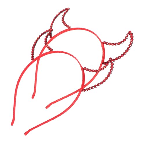 ELAYARD 2 Stück Teiliges Halloween Haarreif mit Roten Strass Teufelshörnern Leichtes Langlebiges Kopfband für Damen Auffälliges Kostümzubehör für Karneval Cosplay und Halloween Partys von ELAYARD