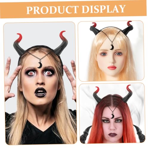 ELAYARD 2 Stück Teiliges Kalbshorn Stirnband Halloween Kopfschmuck Leichtes Cosplay Haarreif Party Kostüm Zubehör für Erwachsene von ELAYARD