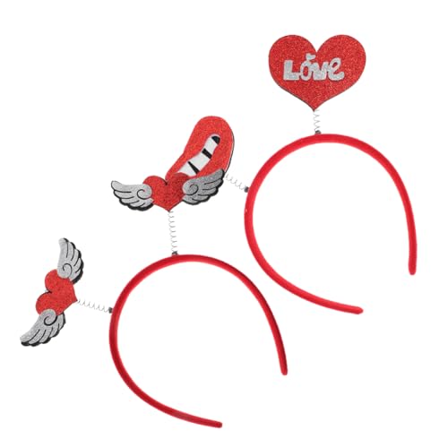 ELAYARD 2 Stück Teiliges Love Headband mit Glitzernden und Lippenmotiven Komfortable Mädchen Haar Accessoires für Valentinstag und Romantische Anlässe von ELAYARD