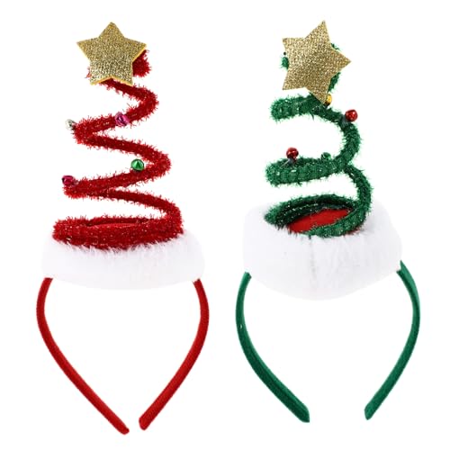 ELAYARD 2 Stück Teiliges Weihnachtsstirnband mit Rot Grünen Drehbaren Hut Accessoires Festlicher Haarschmuck aus Sicherem und Leichtem Material für Xmas Partys Kostümfeiern und von ELAYARD
