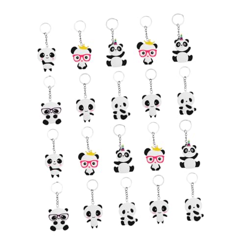 ELAYARD 20 Stück Teiliges Panda Schlüsselanhänger Kreativer Cartoon Anhänger Multifunktional als Taschen und Dekorationsaccessoire Niedliches Design für Mädchen und Jungen Geschenkidee von ELAYARD