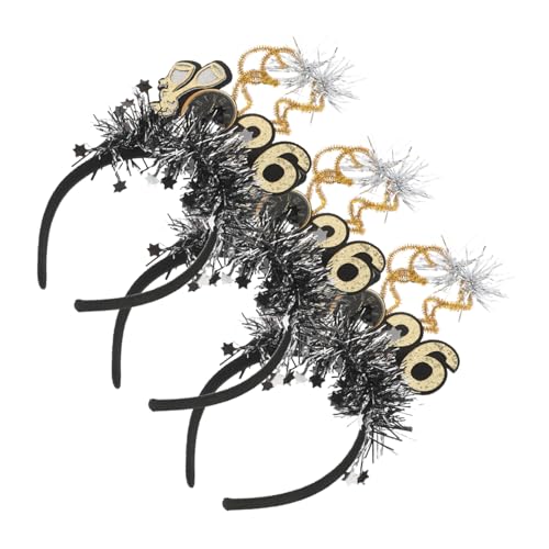 ELAYARD 3 Stück Kopfbedeckung für die Neujahrsparty Neujahrszubehör frohes jahr stirnbänder Haarschmuck für Jahr jahr stirnband Maozhai -Stoff Schwarz von ELAYARD