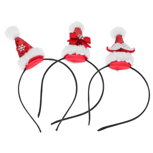 ELAYARD 3 Stück Teiliges Weihnachts Haarreifen Weiche Stirnbänder mit Herz Bart und Schleife Leichter Haarschmuck für Weihnachtsfeier Karneval Kostümparty und Alltag von ELAYARD