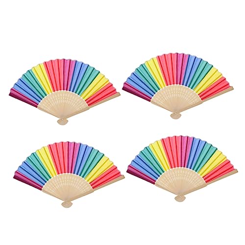 ELAYARD 4 Stück Kreative Klappfächer aus Bunte Regenbogen Fans für Fotorequisiten und Retro Design für Partys und Deko ELAYARD 4 Stück Kreative Klappfächer aus Bunte Regenbogen Fans für Fotorequisiten und Retro Design für Partys und Deko von ELAYARD