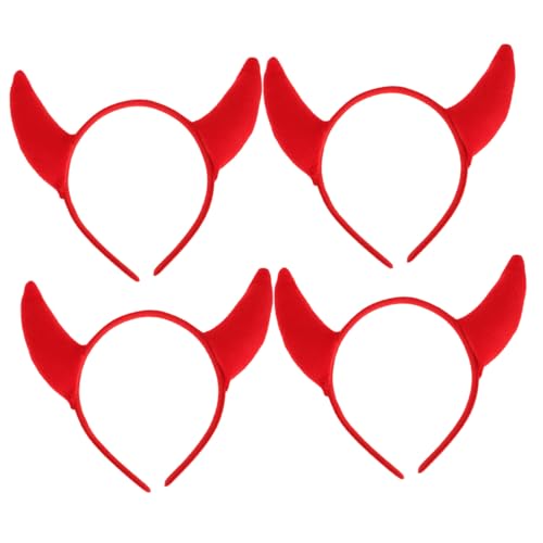 ELAYARD 4 Stück Teiliges Halloween Kostüm Haarband Teufelshörner Kopfschmuck Damen Komfortabel und Hautfreundlich für Party Cosplay und Karneval von ELAYARD