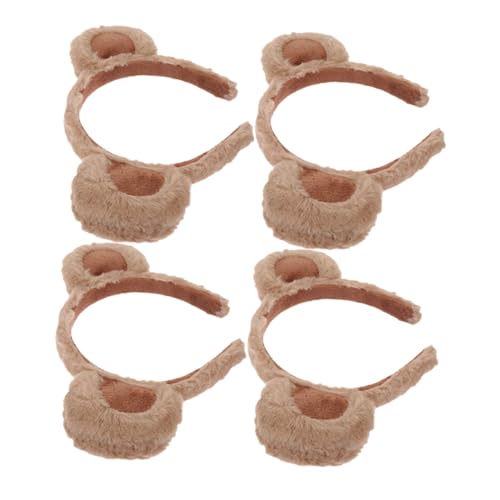 ELAYARD 4 Stück Teiliges Plüsch Stirnbänder mit Bär Ohren für Mädchen Party Festival Cosplay Haarband Weich Rutschfest Angenehm zu Tragen von ELAYARD