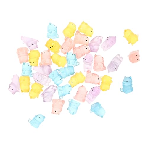 ELAYARD 40 Stück Teiliges Mini Resin Bären mit Leuchtfunktion Fluoreszierende Kleine Tierfiguren für DIY Tisch Auto und Feengarten Deko Handgefertigt Sonnenaufladbar Pflegeleicht von ELAYARD
