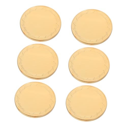 ELAYARD 6 Stück Blanko Münzen aus Metall mit Goldplattiertem Spiegelrand für Diy Gravuren und Uv Druck für Reise Souvenirs und Sammlerstücke Detailreiche Randgestaltung Gravurkompatibel von ELAYARD
