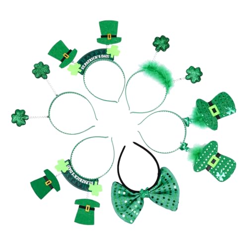 ELAYARD 6 Stück Teiliges St Patrick Day Haarband Grünes Kleeblatt Pailletten Stirnband mit Schleife Handgefertigter Kopfschmuck für Karneval Festliche Partys Kostüm und Themenanlässe von ELAYARD