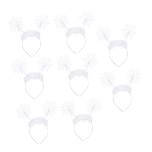 ELAYARD 8 Stück Weihnachtsstirnband Weihnachtshaarzubehör weihnachtliche Glitzer-Kopfbedeckung Thema Haarband Winter Weihnachtsstirnbänder Schneeflocke Weihnachtsschneeflocken Plastik Weiß von ELAYARD