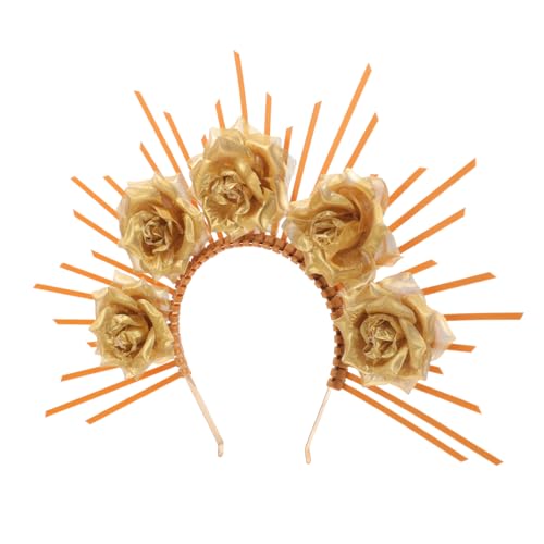 ELAYARD Damen Stirnband mit Goldfarbenen Blumen Modischer Haarschmuck für Party Hochzeit und Cosplay Verstellbar Geeignet für Fotoshooting und Halloween Kostüm ELAYARD Damen Stirnband mit Goldfarbenen Blumen Modischer Haarschmuck für Party Hochzeit und Cosplay Verstellbar Geeignet für Fotoshooting und Halloween Kostüm von ELAYARD