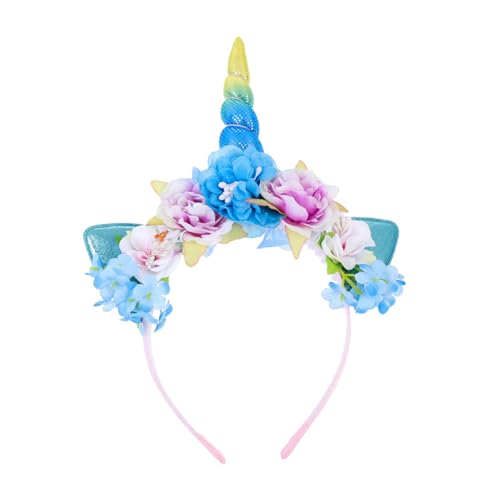 ELAYARD Einhorn Haarreif aus Leichtem Strapazierfähiger Kopfschmuck mit Realistischen Blumen und Horn Party Accessoire für Mädchen Karneval Geburtstag Festen Zufällige Zufällige Farbe von ELAYARD