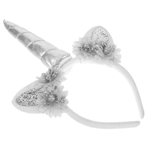 ELAYARD Einhorn Haarreif mit Silbergrauem Blumen Design Elastisches Stirnband für Mädchen und Damen Bequemes Party Accessoire für Geburtstagsfeiern Einhornkostüme und Festliche Anlässe ELAYARD Einhorn Haarreif mit Silbergrauem Blumen Design Elastisches Stirnband für Mädchen und Damen Bequemes Party Accessoire für Geburtstagsfeiern Einhornkostüme und Festliche Anlässe von ELAYARD