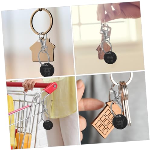 ELAYARD Einkaufswagenchip Schlüsselanhänger aus Handlicher Einkaufswagen Token Anhänger Leichter Einkaufschip für Supermarkt Trolleys Praktischer Schlüsselhalter Schwarzes Design von ELAYARD