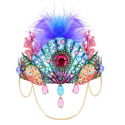 ELAYARD Federleichtes Haarschmuck Stirnband mit Muschel und Korallenmotiv Langlebig und Bequem für Party Halloween und Fotorequisiten bei Damen und Mädchen Geeignet von ELAYARD
