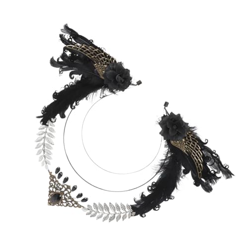 ELAYARD Federstirnband Damen Kopfschmuck mit Funkelnden Strasssteinen Leichtes Haarreif für Party Karneval Kostüm Eleganter Retro Headpiece für Stilvolle Frisuren von ELAYARD