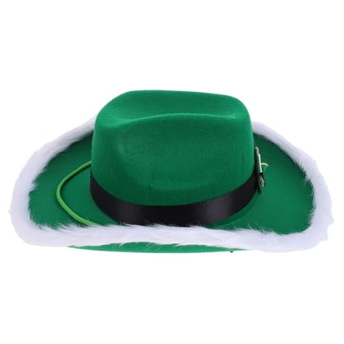 ELAYARD Grüner Cowboyhut mit Fransen und Schleife Saint Patricks Day Partyaccessoire Unisex Westernhut für Karneval Fasching Festival Kostüm von ELAYARD