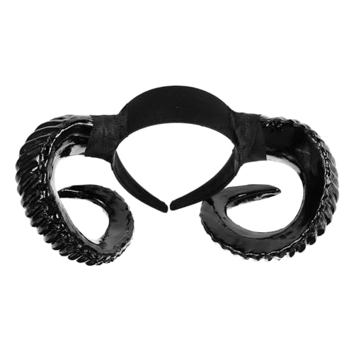 ELAYARD Halloween Haarreif mit Schwarzem Schafshorn Langlebiges Haarschmuck Accessoire für Halloween Karneval Einzigartige Kopfbedeckung für Party und Foto Requisiten von ELAYARD