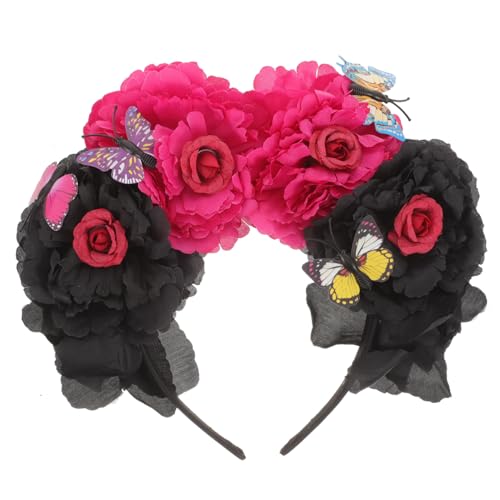 ELAYARD Halloween Haarschmuck Damen Peony Schmetterling Haarkranz Rot Schwarz für Party Karneval Cosplay ELAYARD Halloween Haarschmuck Damen Peony Schmetterling Haarkranz Rot Schwarz für Party Karneval Cosplay von ELAYARD