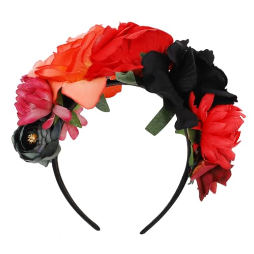 ELAYARD Halloween Haarschmuck Rosen Stirnband Kunstblume in Schwarz Rot Orange Leichtes Party Haarband für Damen und Mädchen Bequemes Halloween Kostüm Accessoire für Karneval und Cosplay von ELAYARD