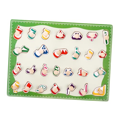 ELAYARD Holzpuzzle für Arabischem Alphabet Kognitive Lernspiele aus Langlebigem Holz Eingebettetes Steckspiel Problemlösung Feinmotorik und Logischem Denken Montessori für Kleinkinder von ELAYARD