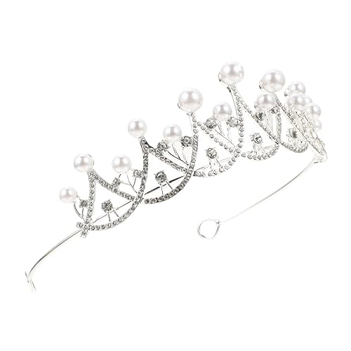 ELAYARD Krone Haarreif mit Perlen Eleganter Party Haarreif für Mädchen Leichter Langlebiger Kopfschmuck für Kostümfeste Hochzeiten Karneval und Geburtstagsfeiern von ELAYARD