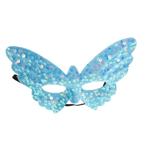 ELAYARD Masquerade Schmetterlingsmaske Damen Halbgesichtsmaske mit Pailletten Halloween Maske für Kostümparty Karneval Leicht Anzulegen Glamouröses Accessoire in Hellblau von ELAYARD