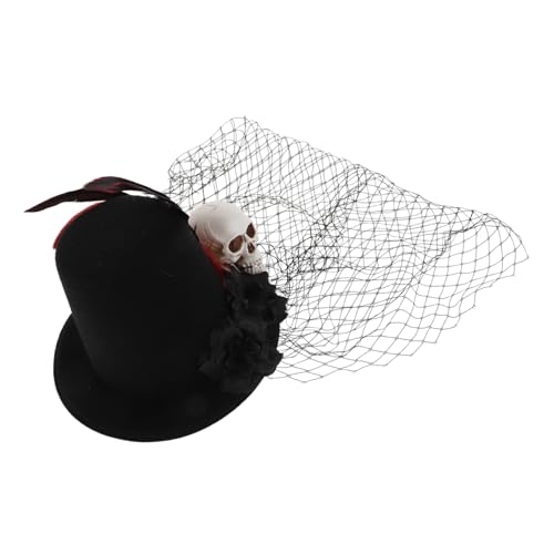 ELAYARD Mini Schwarz Hut mit Schleier und Vintage Gothic Teekannen Hut für Halloween Kostüme Einzigartiges Accessoire für Themenpartys und Cosplay von ELAYARD