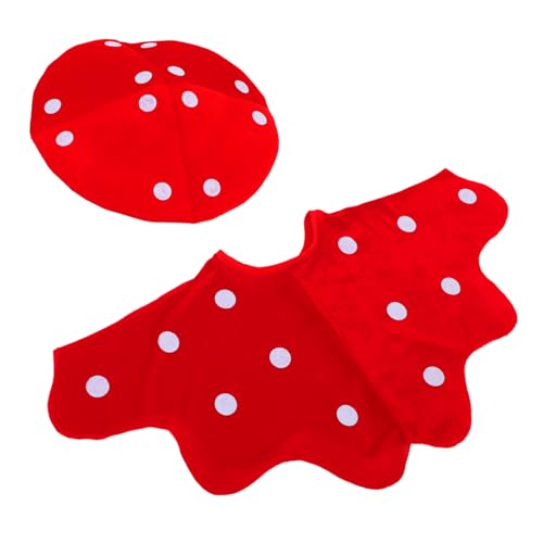 ELAYARD Mushroom Cap und Umhang Kostümset Rot Atmungsaktiv Komfortabel Für Erwachsene Cosplay Bühnenparty Festliche Verkleidung von ELAYARD