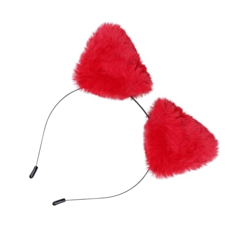 ELAYARD Rotes Fuchsohren Haarreif aus Metall Flauschiges Tier Accessoire Elastisches Stirnband für Kostüm und Karnevalspartys Damen Haarband Auffälliger Party Kopfschmuck von ELAYARD