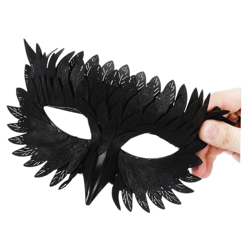 ELAYARD Schwarze Halbgesichts Eule Maske Leichte Vogel Masquerade für Damen Komfortables Halloween Kostüm Zubehör Handgefertigt für Karneval Themenpartys und Fasching von ELAYARD