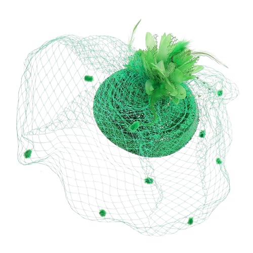 ELAYARD Vintage Grüner Mini Hut Haarklammer mit Schleier Leichter Haarschmuck für Damen und Festliches Patricks Day Accessoire für Kostüm und Party von ELAYARD