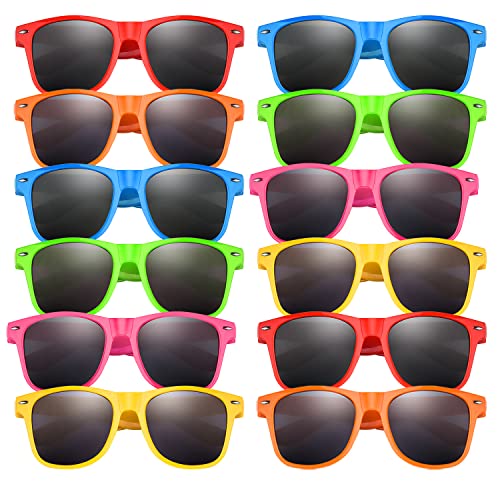 ELECLAND 12 Stück Kinder-Sonnenbrillen, Neonfarbe, Partyzubehör für Sommerpartys, Poolpartys, Geburtstag, Goody Bag Fillers Supplies von ELECLAND