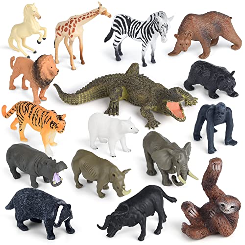 ELECLAND 16 Stück Dschungel Zoo Tiere Figuren, Safari Tierfiguren Spielzeug, Wald Tierfiguren, Mini Tier Kuchendeckel Kinder Spielfiguren für Geburtstagsfeier Dekorationen, Weihnachten ELECLAND 16 Stück Dschungel Zoo Tiere Figuren, Safari Tierfiguren Spielzeug, Wald Tierfiguren, Mini Tier Kuchendeckel Kinder Spielfiguren für Geburtstagsfeier Dekorationen, Weihnachten von ELECLAND