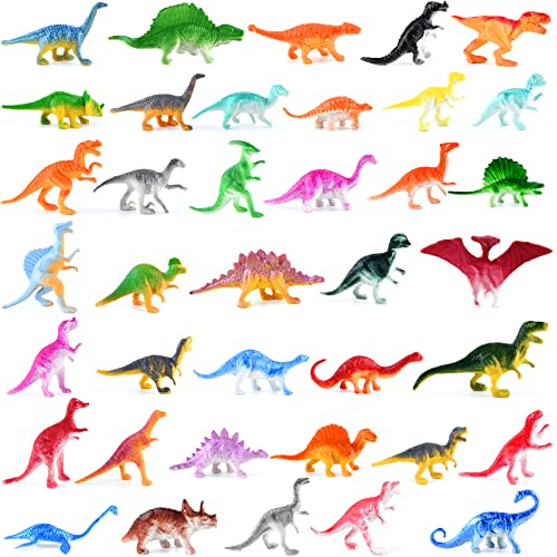 ELECLAND 39 PCS Mini Dinosaurier Figuren Spielzeug für Kinder Dinosaurier Spielset Dinosaurier Cupcake Topper für Jungen Mädchen Geburtstagsfeier Gastgeschenke von ELECLAND