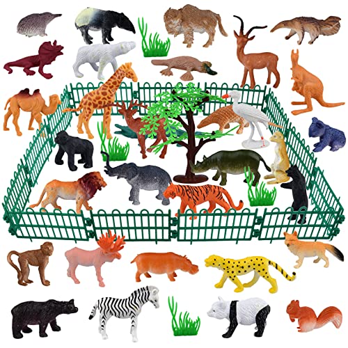 ELECLAND 53 Stück Dschungeltiere Figuren Spielzeug für Kinder Kunststoff Mini Wildtierfiguren Zootiere Spielset Tortenaufsätze für Jungen Mädchen Geburtstagsfeier Gastgeschenke von ELECLAND