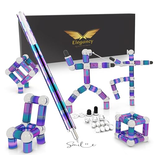 Elegancy Fidget Pen Magnetkugeln | Magnetischer Zappelstift als Spielzeug für Teenager | Multifunktionale Kugelschreiber zum Stressabbau | Coole Magnete für Kinder (Regenbogen) von ELEGANCY QUALITY TO TRUST